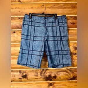 Men’s Hurley ABLE Blue Plaid Board Shorts Swim Trunks Size 34